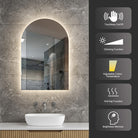 Achi Black Frame Arch Led Bathroom Mirror Anti-Fog Dimmable LED Mirror Arova 