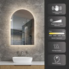 Achi Black Frame Arch Led Bathroom Mirror Anti-Fog Dimmable LED Mirror Arova 