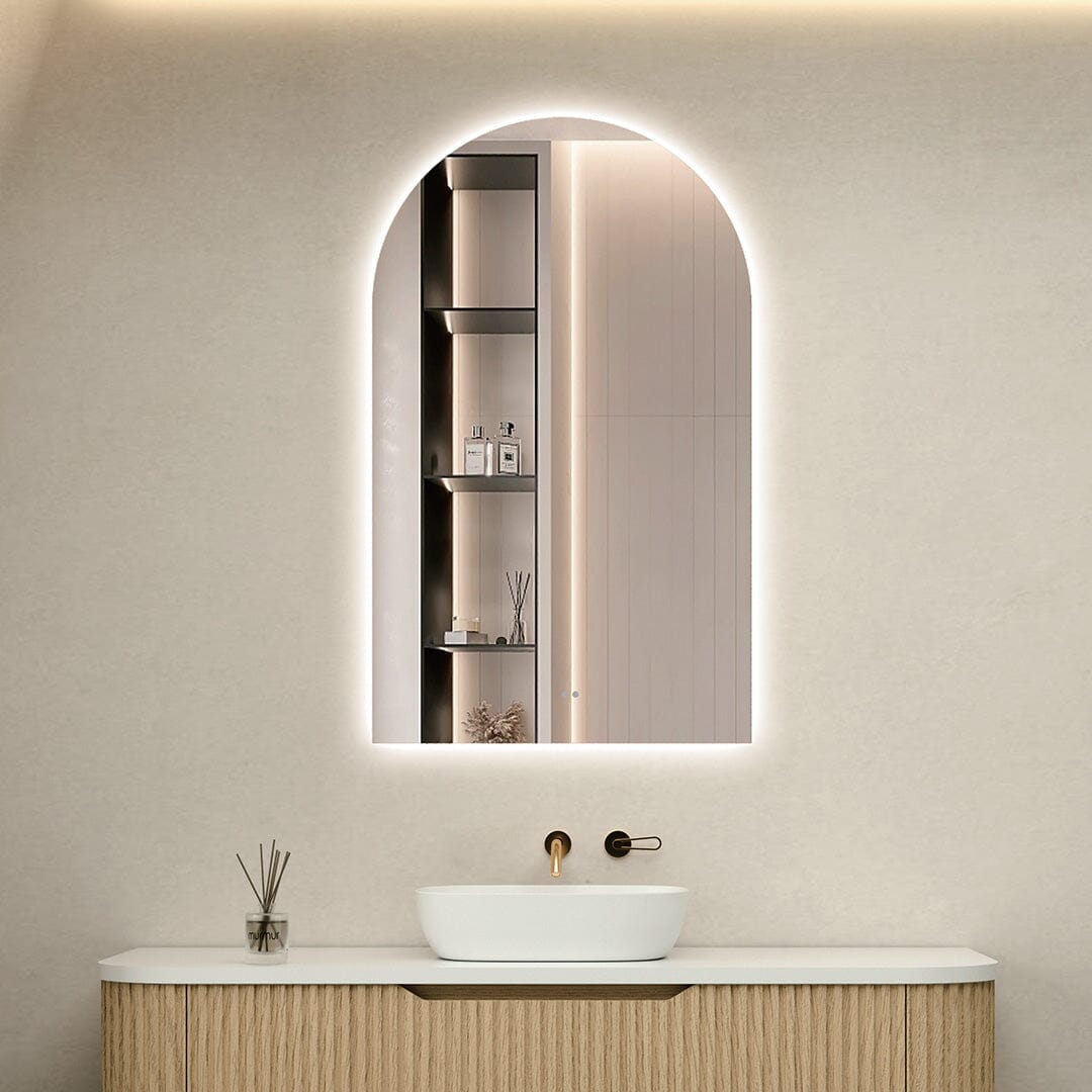 Achi Frameless Arch Led Bathroom Mirror Anti-Fog Dimmable LED Mirror Arova 