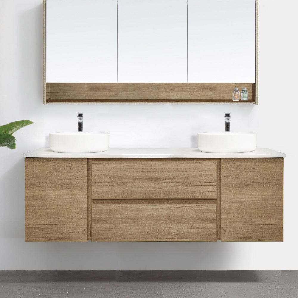 ALBANY 1500mm Oak Timber Wall Hung Vanity + Bliss Stone Top AROVA 