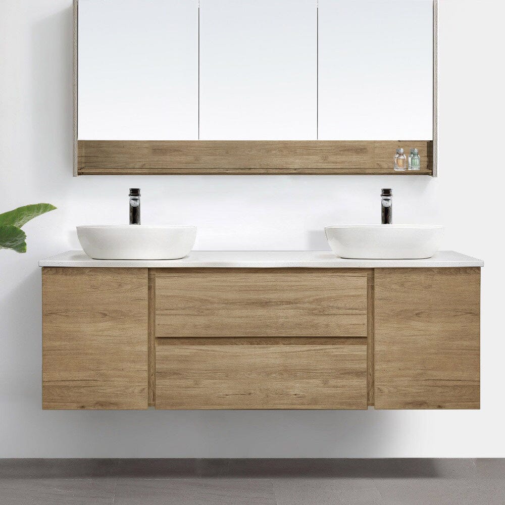 ALBANY 1500mm Oak Timber Wall Hung Vanity + Bliss Stone Top AROVA 