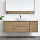 ALBANY 1500mm Oak Timber Wall Hung Vanity + Bliss Stone Top AROVA 