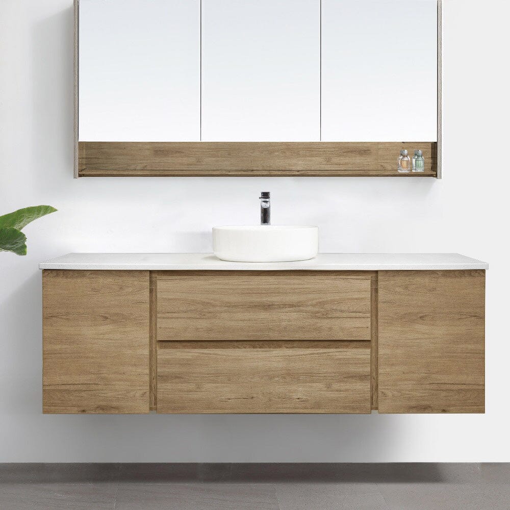 ALBANY 1500mm Oak Timber Wall Hung Vanity + Luxe Stone Top AROVA 