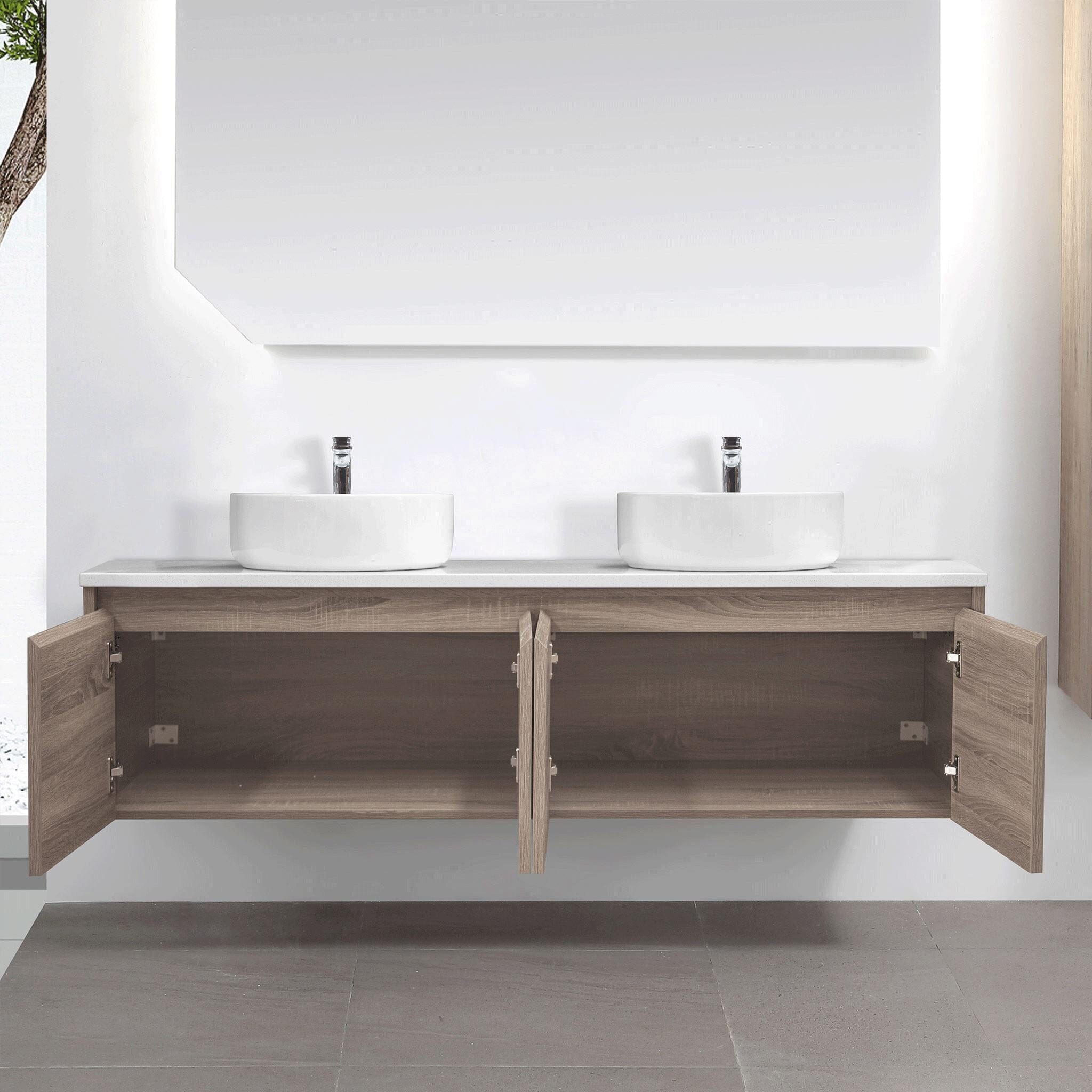 Amber 1500mm Wall Hung Vanity Unit with Double Basin Vanities & Mirrors Arova 