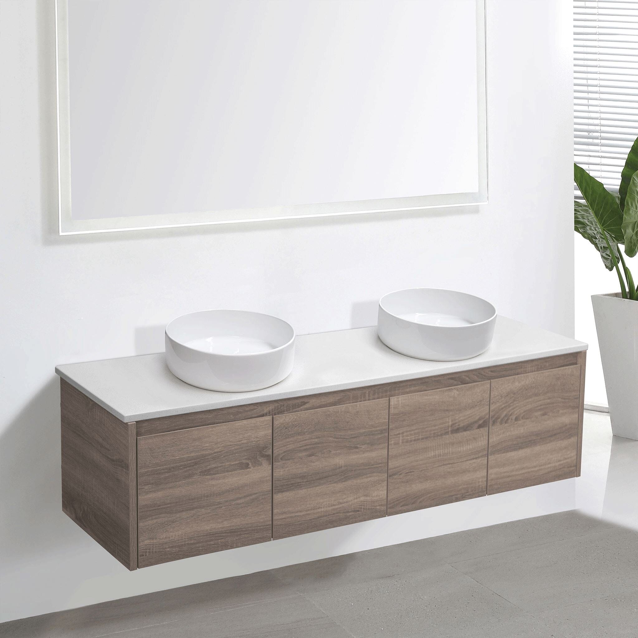 Amber 1500mm Wall Hung Vanity Unit with Double Basin Vanities & Mirrors Arova 