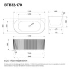 ARIA 1700mm V-Groove Fluted Back To Wall Free Standing Bathtub Gloss White Baths AROVA 