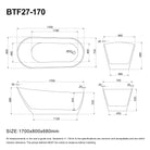 ASPEN 1700mm Single Slipper Free Standing Bathtub Gloss White Baths AROVA 