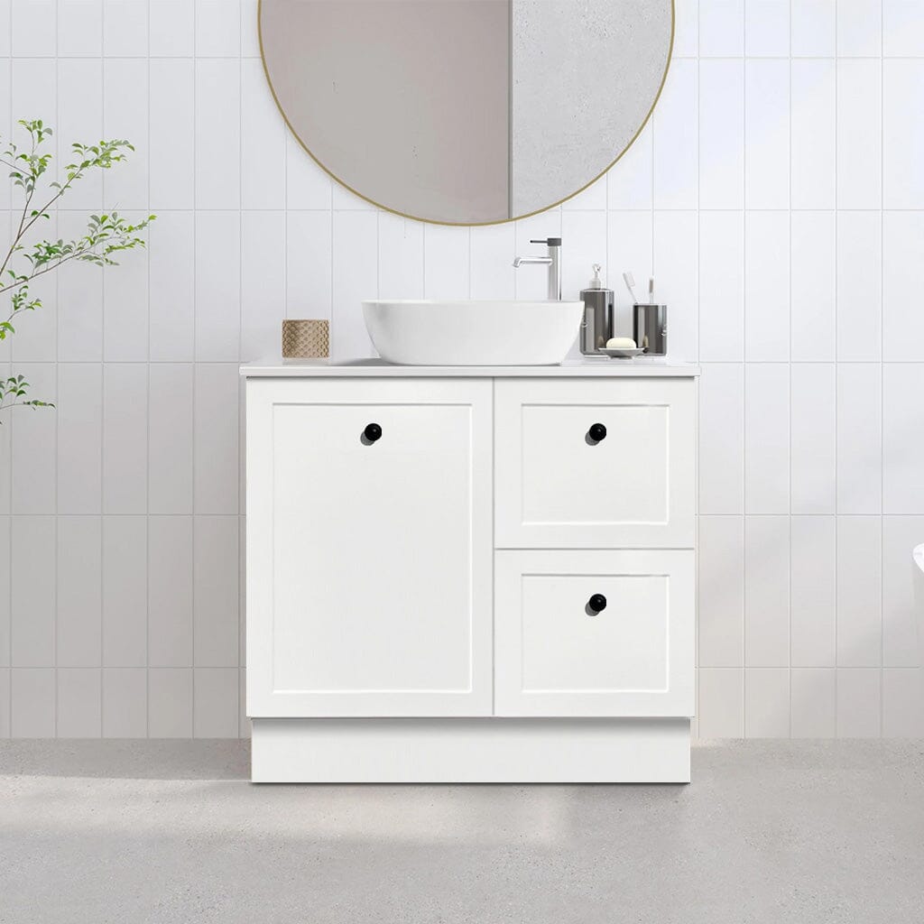 AUSTIN 900mm Floor Standing Bathroom Vanity (Right Hand) & Bliss Stone Top AROVA 