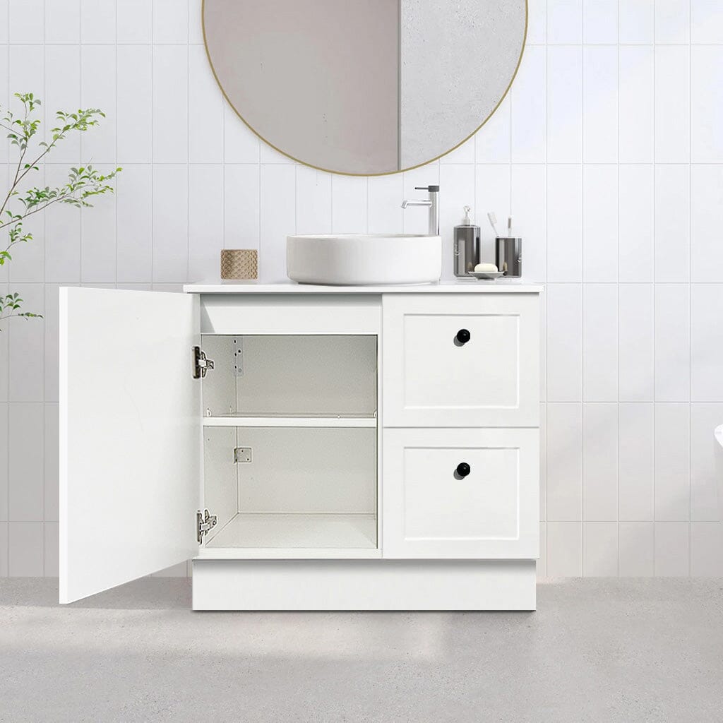 AUSTIN 900mm Floor Standing Bathroom Vanity (Right Hand) + Luxe Stone Top AROVA 