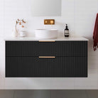 Bronte 1200mm Bathroom Vanity Matte Black & Luxe Stone Top Arova 