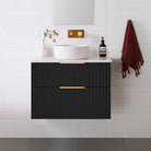 Bronte 750mm Bathroom Vanity Matte Black & Bliss Stone Top Arova 