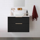 Bronte 750mm Bathroom Vanity Matte Black & Bliss Stone Top Arova 