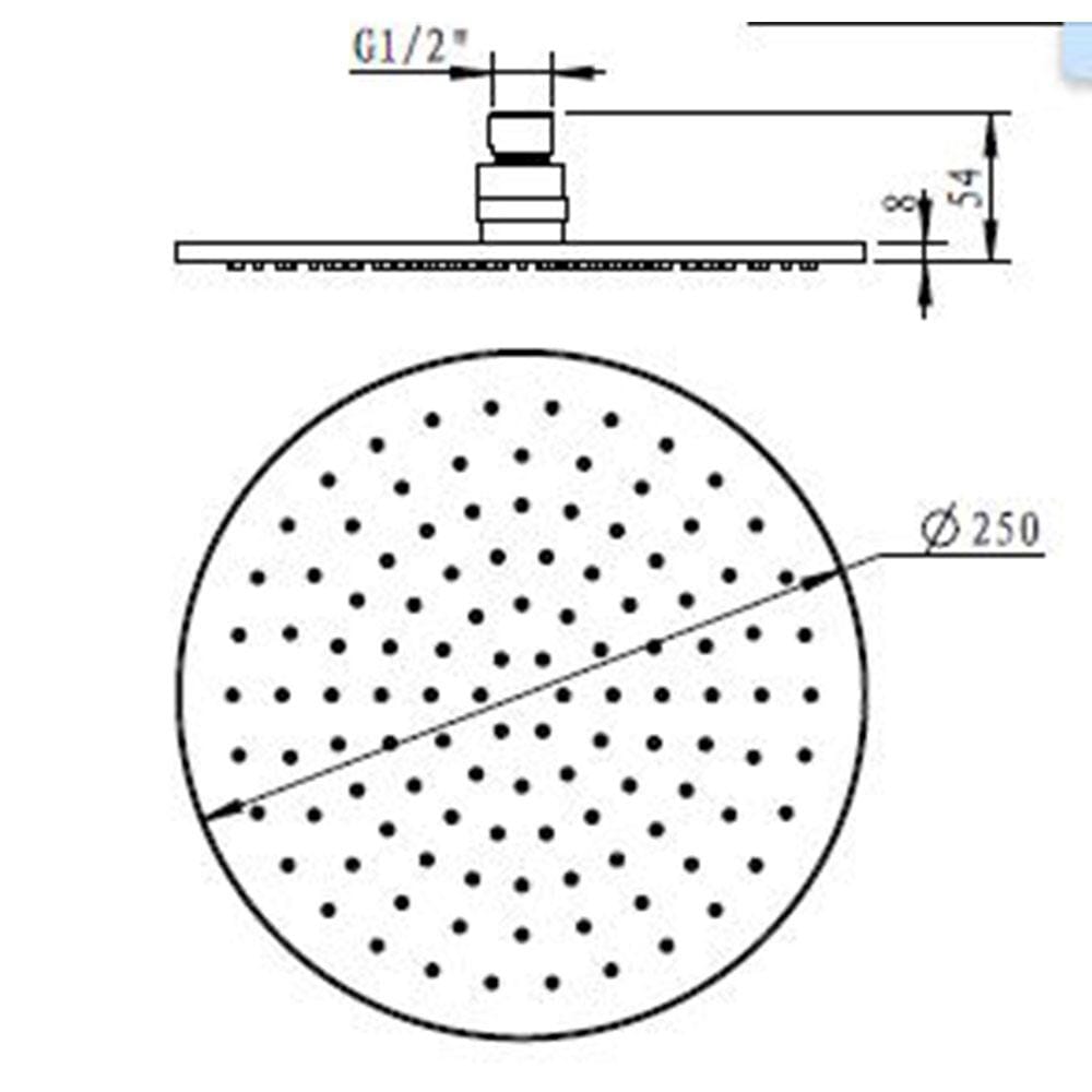 COMO Round Shower Head Rose 250mm Brushed Nickel Showers Arova 