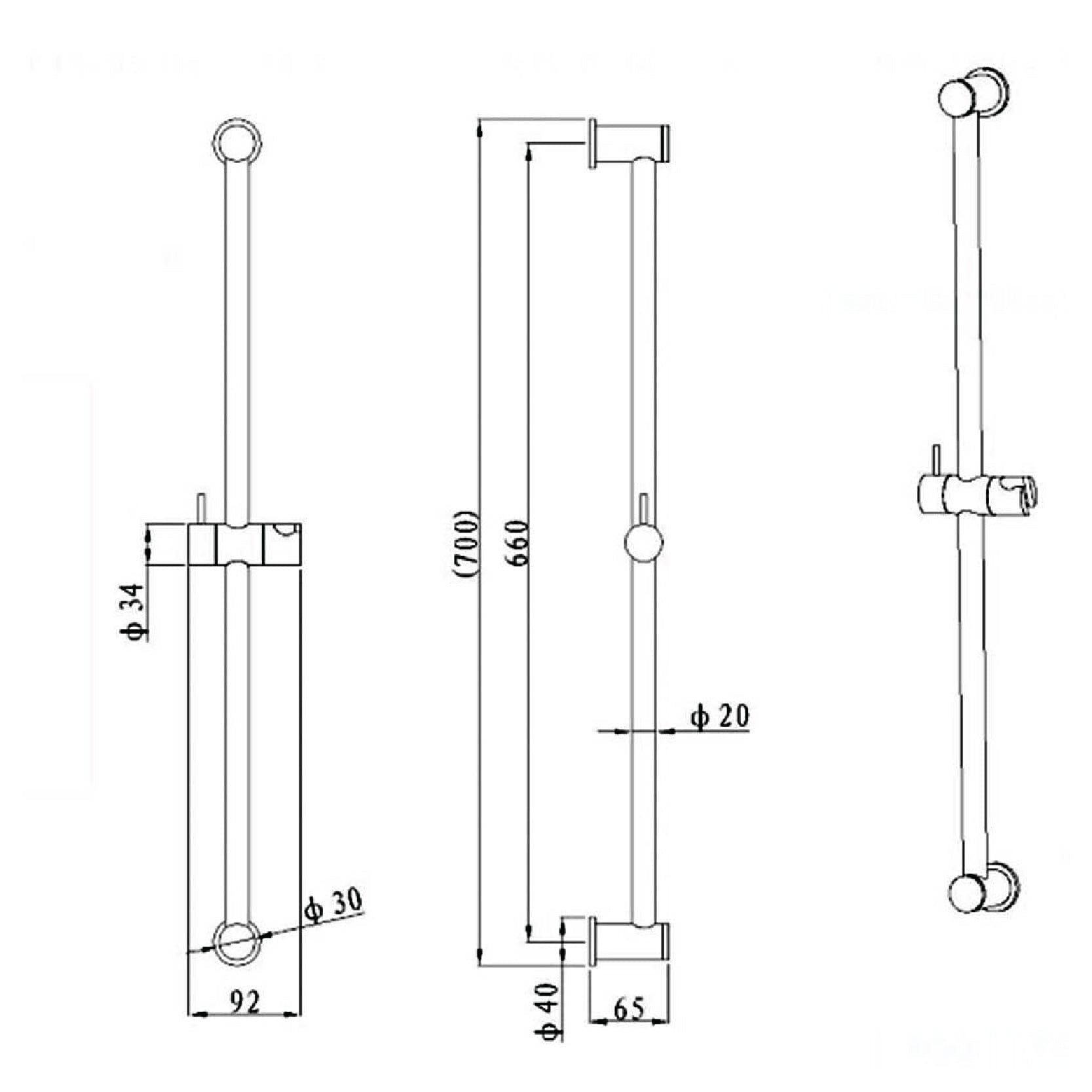 Como Shower Rail Round Chrome Showers Arova 