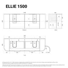 Ellie 1500mm Curved Wall Hung Vanity Double Bowls Vanities Arova 