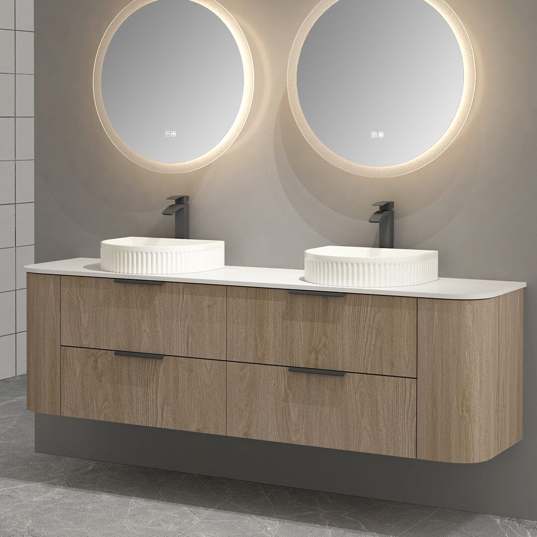 Ellie 1800mm Curved Wall Hung Vanity Double Bowls Vanities Arova 