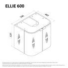 Ellie 600mm Curved Wall Hung Vanity + Curved Ceramic Top Arova 