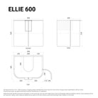 Ellie 600mm Curved Wall Hung Vanity + Curved Ceramic Top Arova 