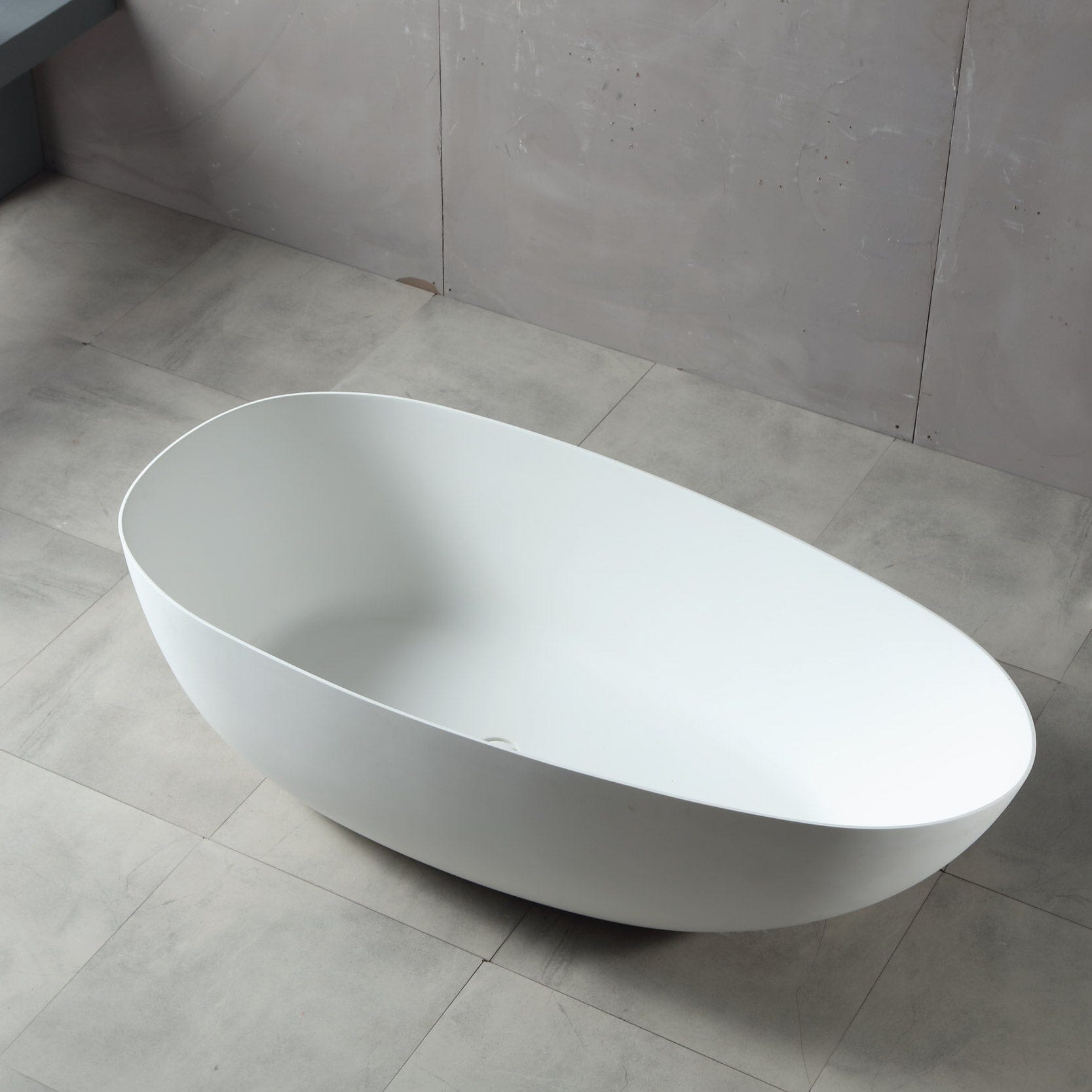 FINN 1700mm Egg Shape Oval Stone Bathtub Matte White Baths AROVA 