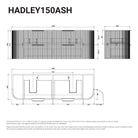 Hadley 1500mm Timber Veneer Curved Fluted Wall Hung Vanity + Luxe Stone Top Arova 