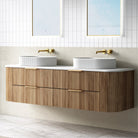 Hadley 1800mm Curved Fluted Wall Hung Vanity Timber Veneer Vanities Arova 