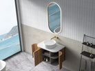 Hadley 750mm Curved Fluted Wall Hung Vanity Timber Veneer + Luxe Stone Top Arova 