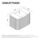 Hadley 750mm Curved Fluted Wall Hung Vanity Timber Veneer Vanities Arova 