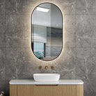 Halo Black Frame Oval Led Bathroom Mirror Anti-Fog Dimmable LED Mirror Arova 