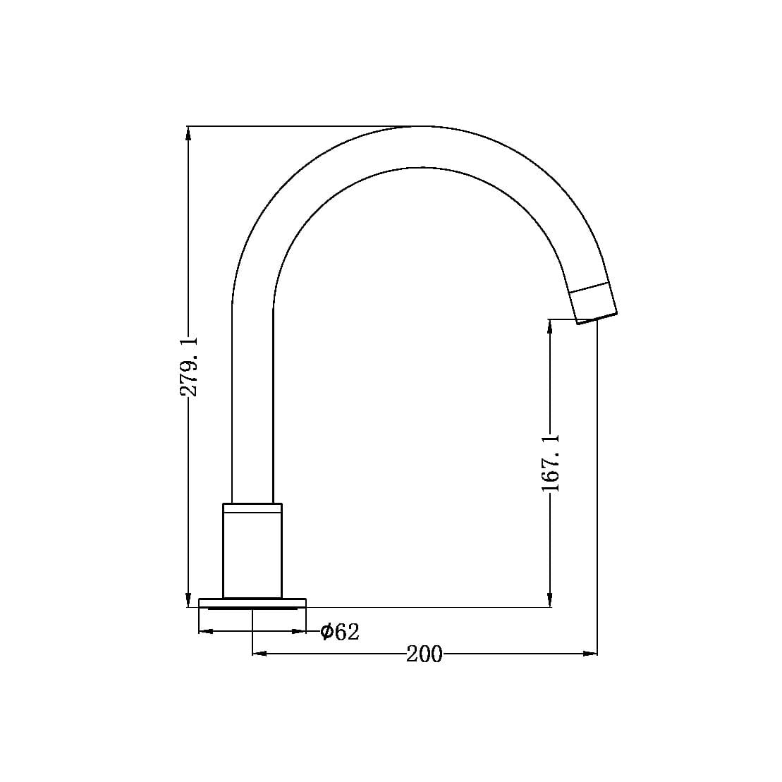 KARA HOB MOUNT BATH SPOUT ONLY G1/2 FEMALE INLET Matte Black Tapware Nero 