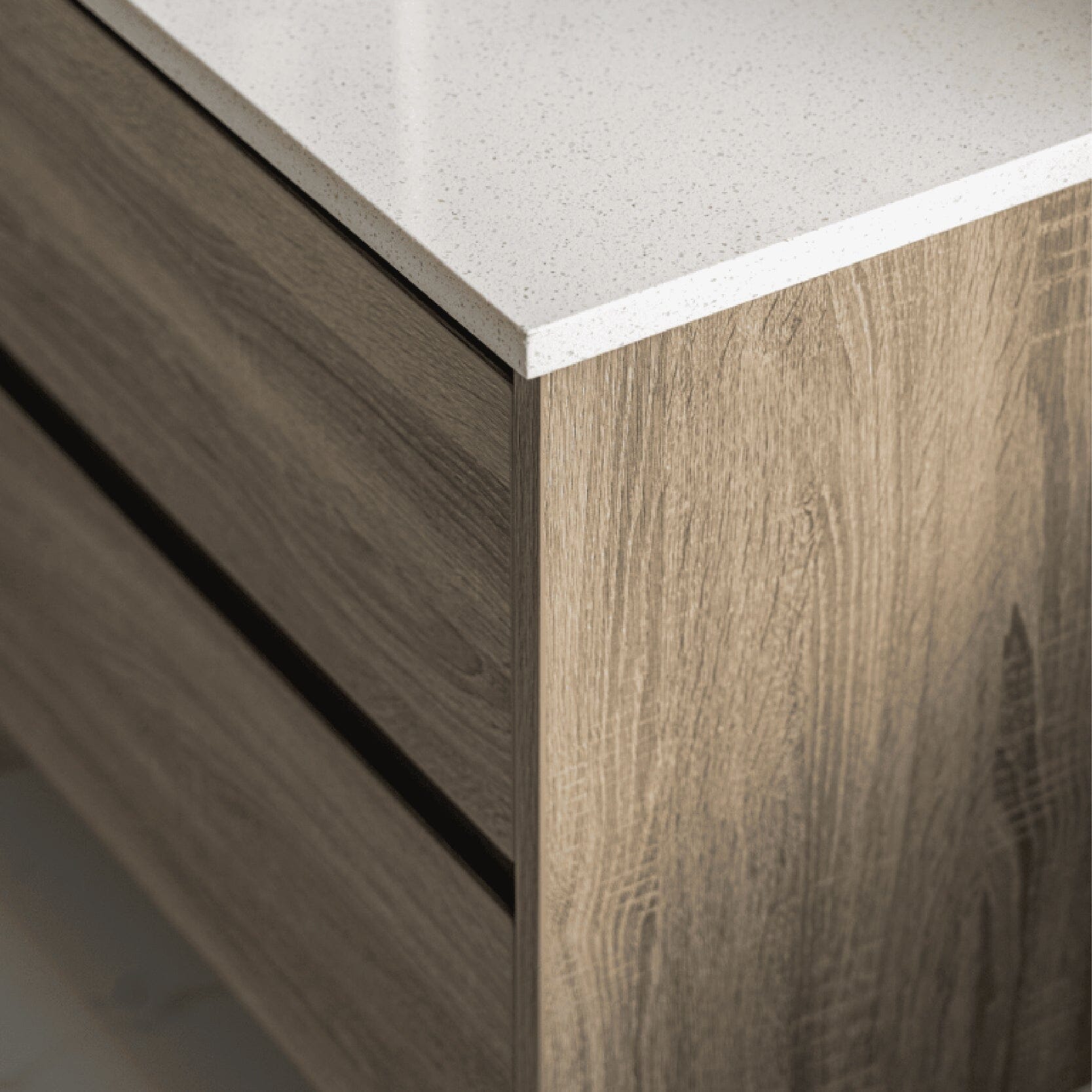 KRIS 1200mm Oak Timber Wall Hung Single Vanity + Luxe Stone Top Arova 