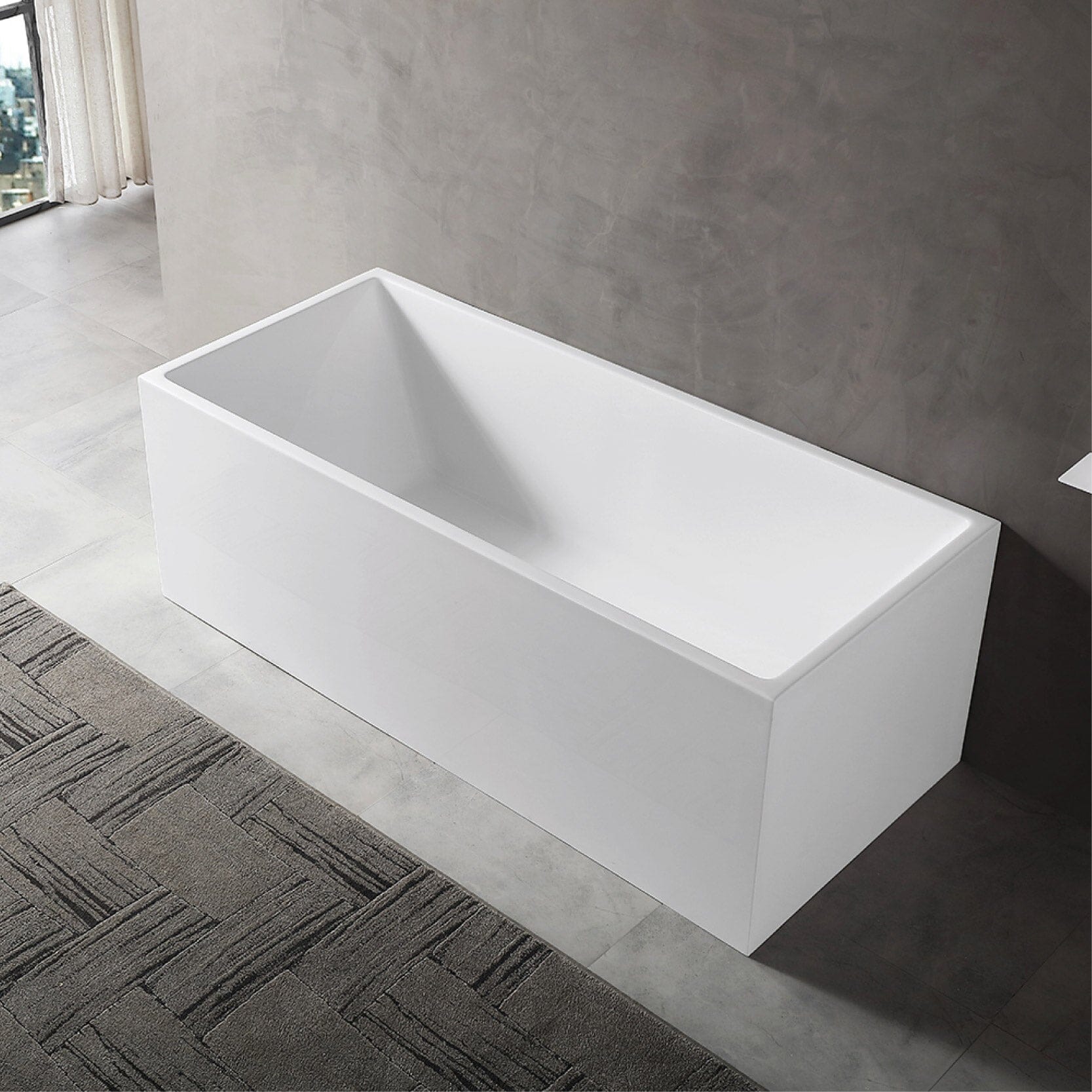 LEX 1300mm Multi Fit Rectangular Freestanding Bath Gloss White Baths AROVA 