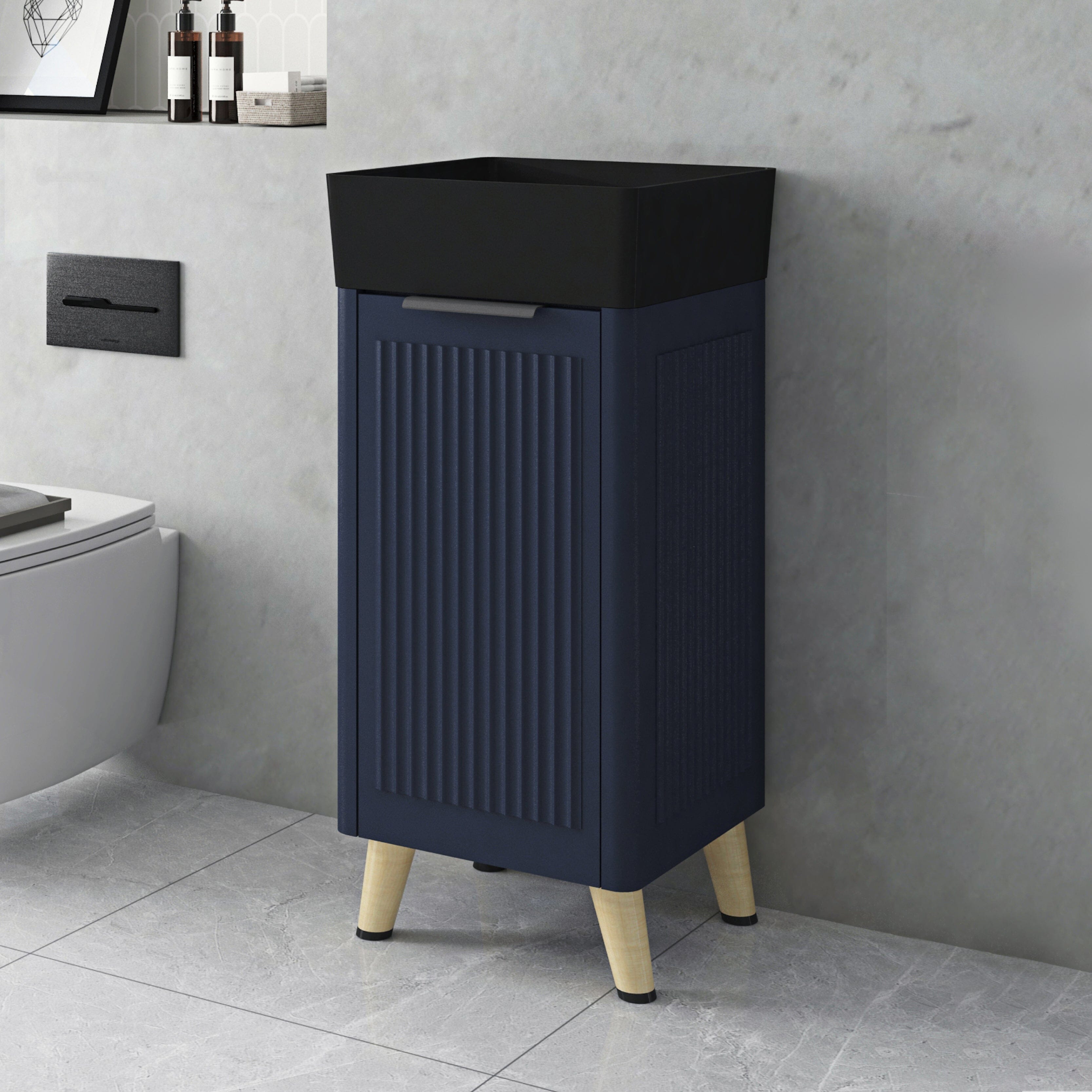 Lexi 400mm Fluted Small Vanity Blue Vanities Arova 