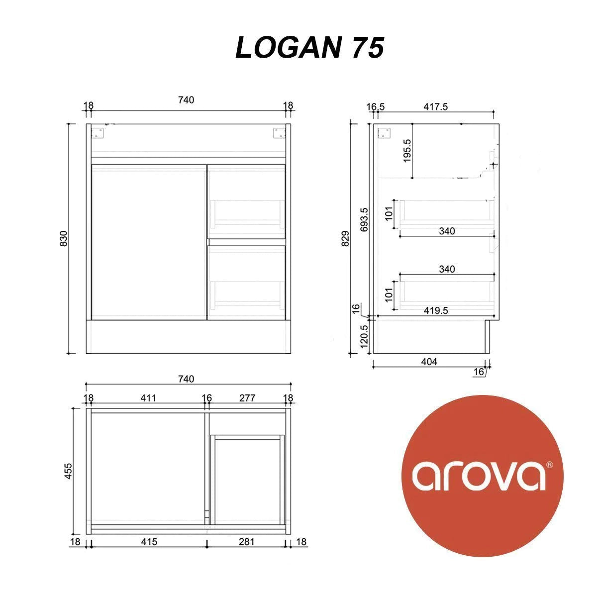 Logan 750mm Timber Vanity Vanities & Mirrors Arova 