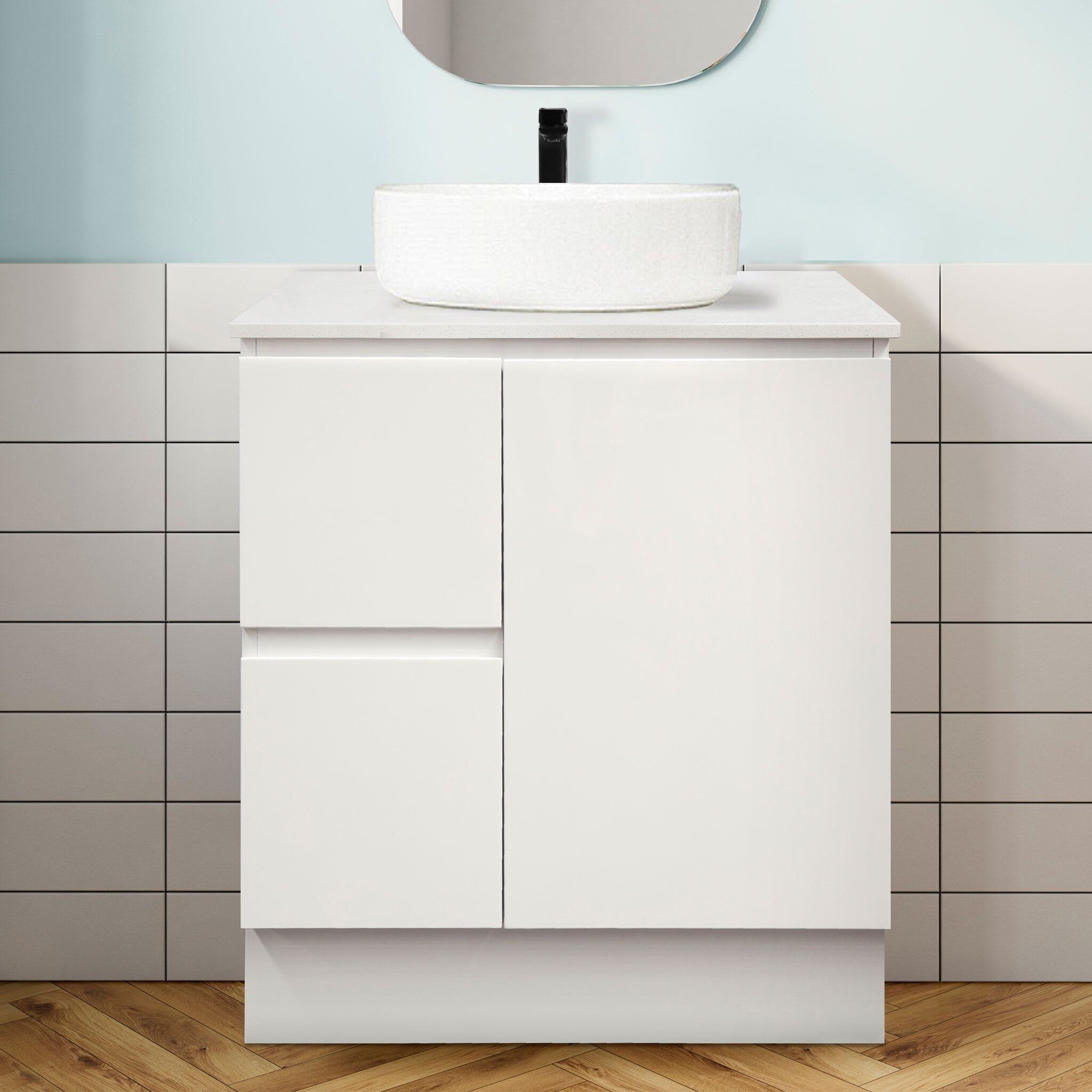 LUCA 750mm Bathroom Vanity (Left Hand) + Bliss Stone Top AROVA 