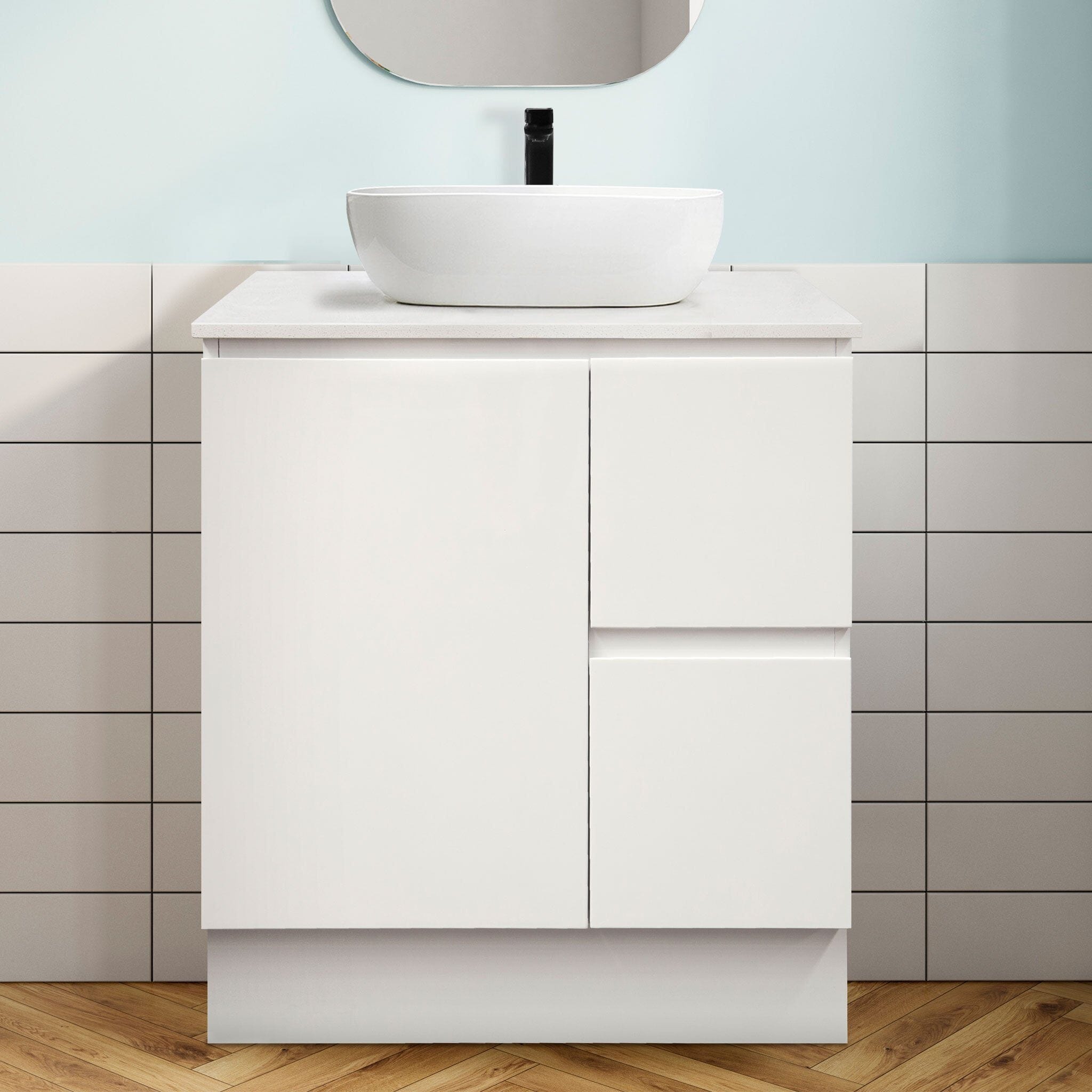 LUCA 750mm Bathroom Vanity (Right Hand) + Bliss Stone Top AROVA 