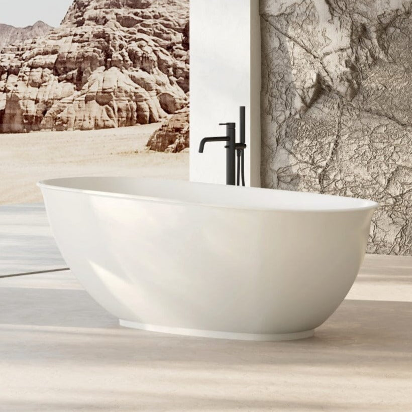 LUCCI 1500mm Oval Freestanding Bathtub Matte White Baths AROVA 