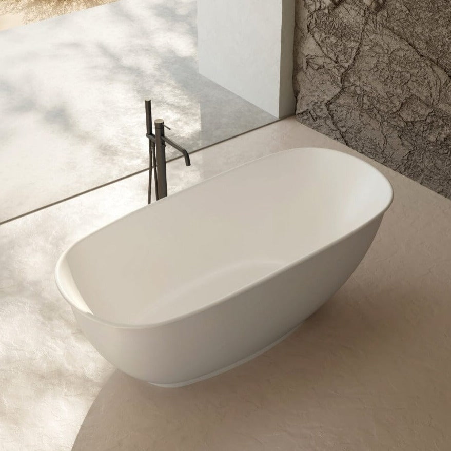 LUCCI 1700mm Oval Freestanding Bathtub Gloss White Baths AROVA 