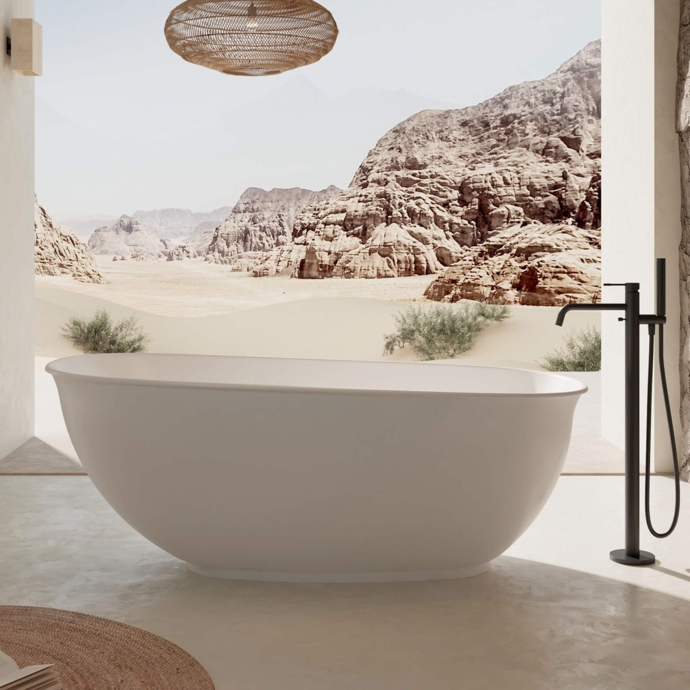 LUCCI 1700mm Oval Freestanding Bathtub Matte White Baths AROVA 