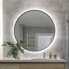 Luna 600mm Black Frame Anti-Fog Dimmable Led Bathroom Mirror Round LED Mirror Arova 