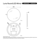 Luna Black Frame Anti-Fog Dimmable Led Bathroom Mirror Round 600mm LED Mirror Arova 