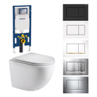 Max49 Rimless Tornado Wall Hung Toilet Package - Geberit Sigma 8 Duofix In Wall Cistern & Square Button Toilets Arova 