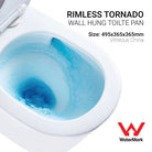 Max49 Rimless Tornado Wall Hung Toilet Package - Geberit Sigma 8 Duofix In Wall Cistern & Square Button Toilets Arova 