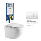 Max49 Rimless Tornado Wall Hung Toilet Package - Geberit Sigma 8 Duofix In Wall Cistern & Square Button Toilets Arova Gloss white plate & buttons with offset trim 