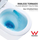 Max57 Rimless Tornado Floor Mount Toilet Pan Packaging - Geberit Sigma 8 Cistern & Square Button Toilets Arova 