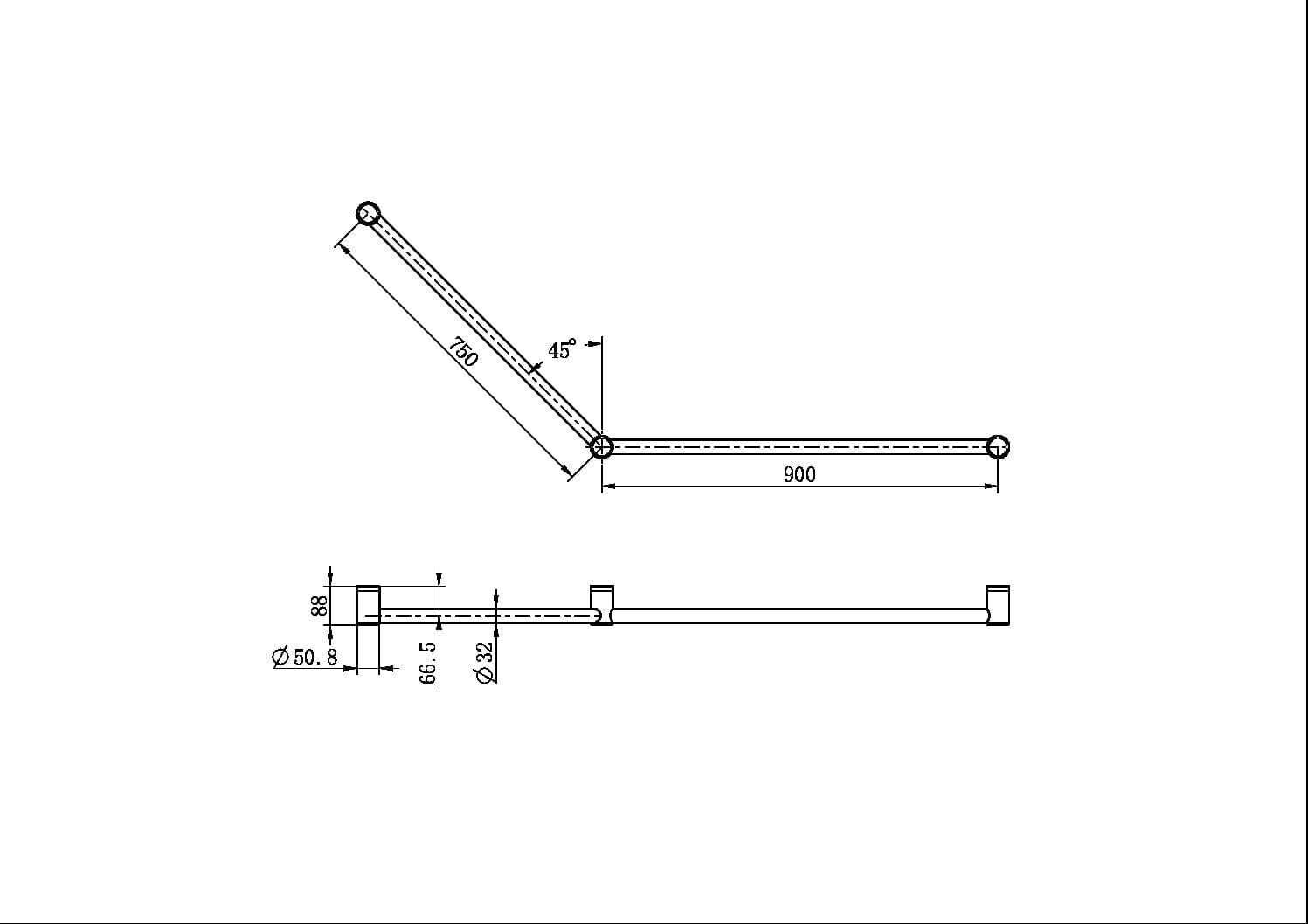 MECCA CARE 32MM DDA GRAB RAIL SET 45 DEGREE 750X900MM BRUSHED BRONZE NRCR3245BZ Accessories Nero 