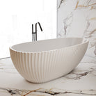 MELBA 1700mm Egg Shape Fluted Oval Free Standing Bathtub Gloss White Baths Arova 