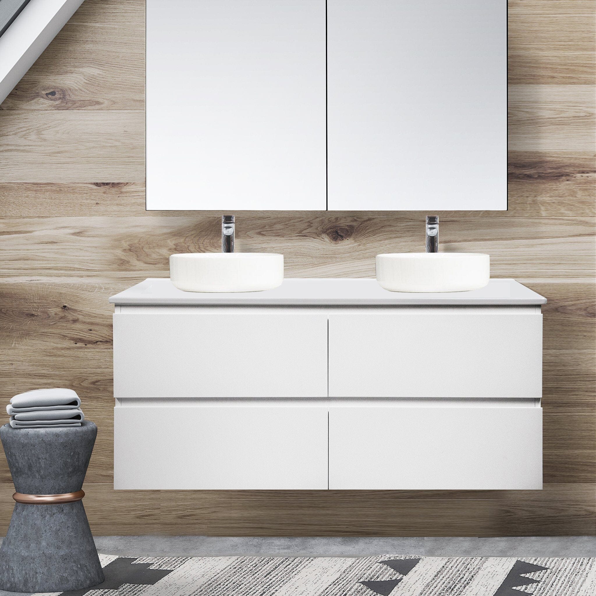 Mia 1200mm Wall Hung Double Bowl Vanity + Bliss Stone Top AROVA 