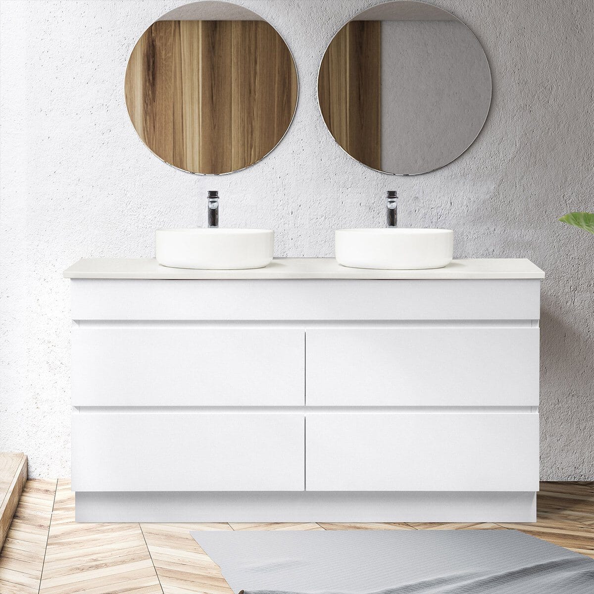 Mia 1500mm Floor Standing Double Bowl Bathroom Vanity + Luxe Stone Top AROVA 