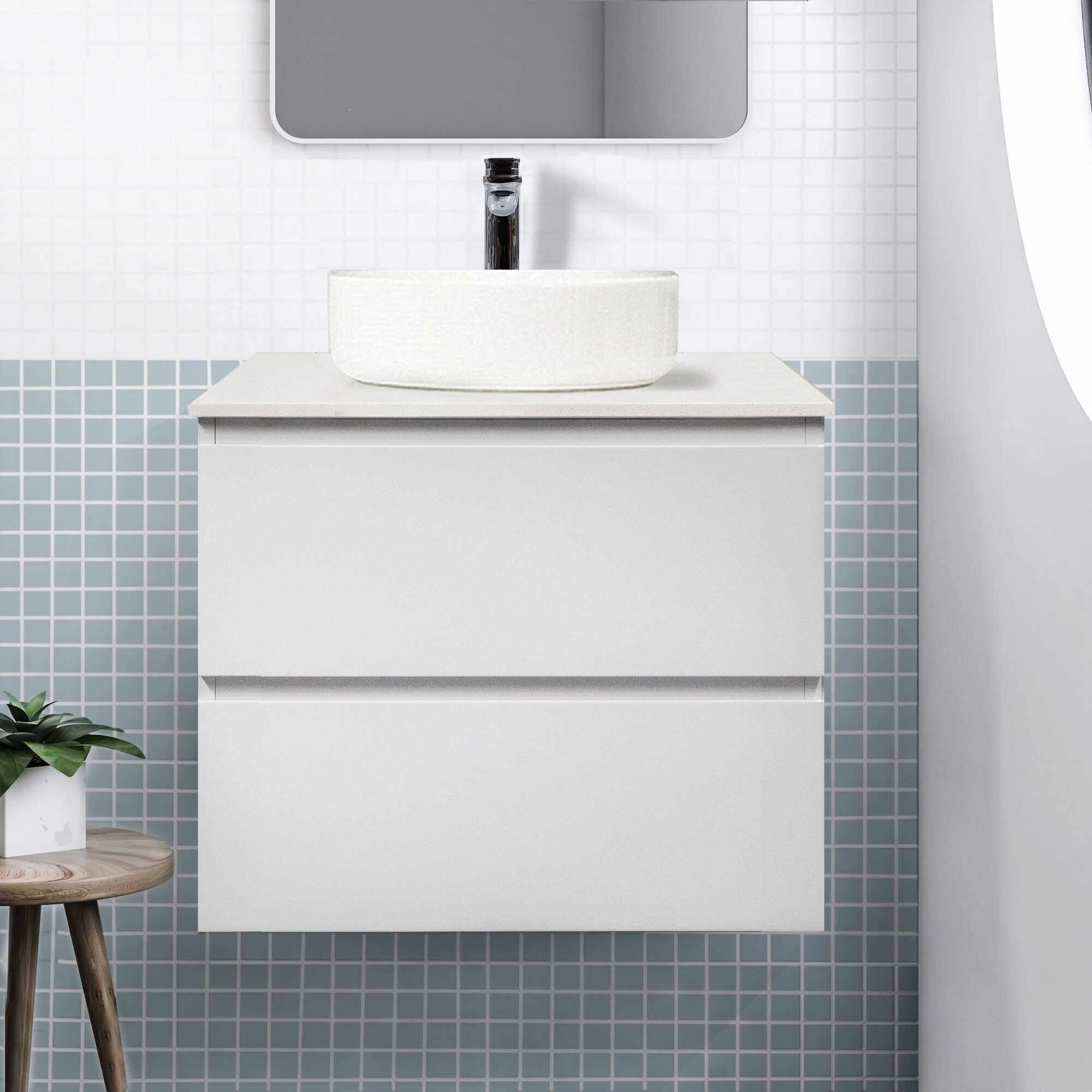 Mia 600mm Wall Hung Bathroom Vanity + Bliss Stone Top AROVA 