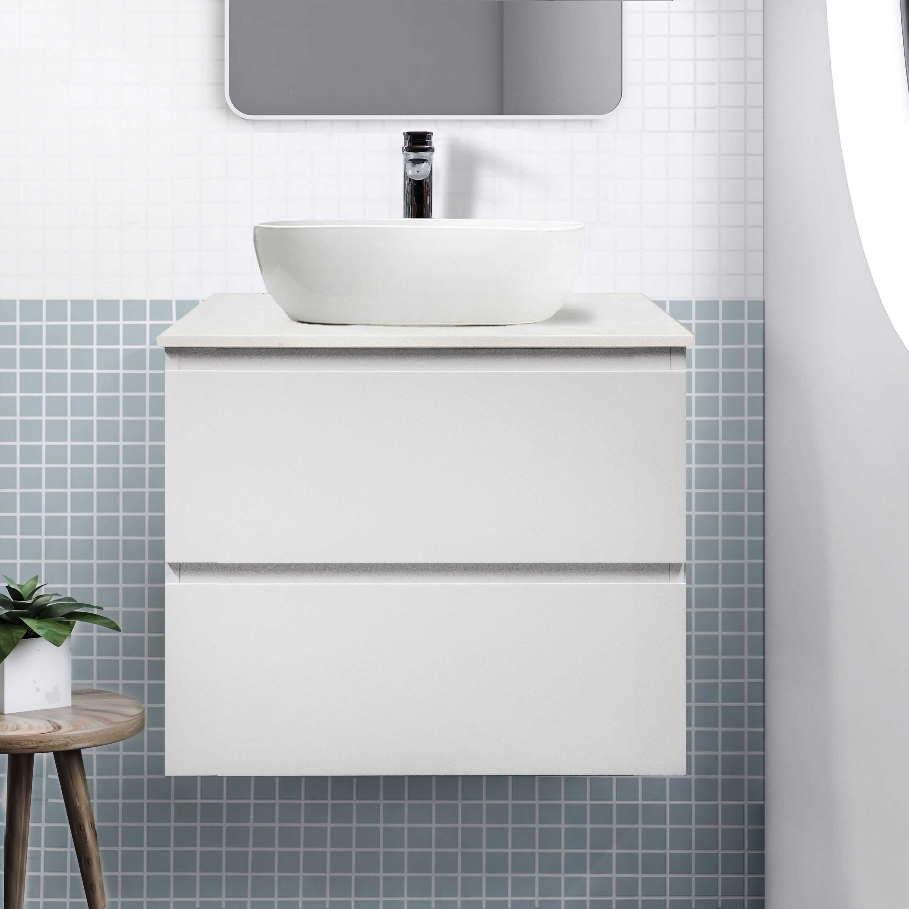 Mia 600mm Wall Hung Bathroom Vanity + Luxe Stone Top AROVA 